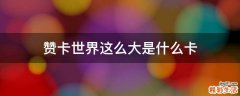 赞卡世界这么大是什么卡