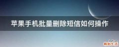 苹果手机批量删除短信如何操作