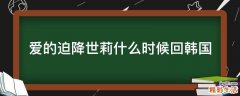 爱的迫降世莉什么时候回韩国