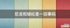 尼龙和锦纶是一回事吗