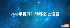 vivo手机呼叫转移怎么设置