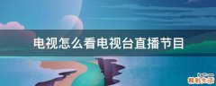 电视怎么看电视台直播节目