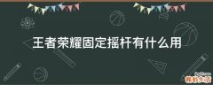 王者荣耀固定摇杆有什么用