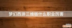 梦幻西游三维版什么职业厉害