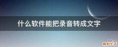 什么软件能把录音转成文字