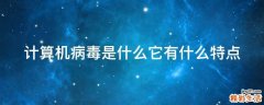 计算机病毒是什么它有什么特点