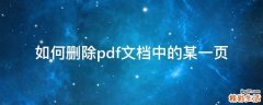 如何删除pdf文档中的某一页