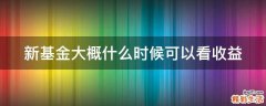 新基金大概什么时候可以看收益
