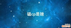 磕cp是啥