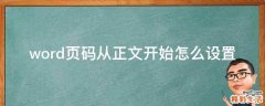 word页码从正文开始怎么设置