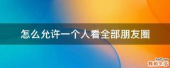 怎么允许一个人看全部朋友圈