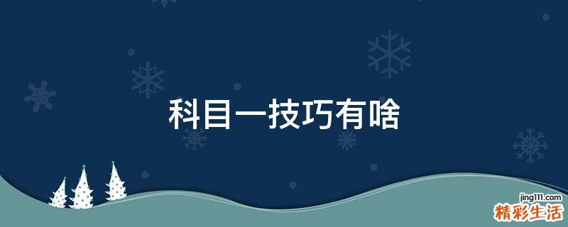 科目一技巧有啥