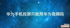 华为手机投屏只能用华为视频吗