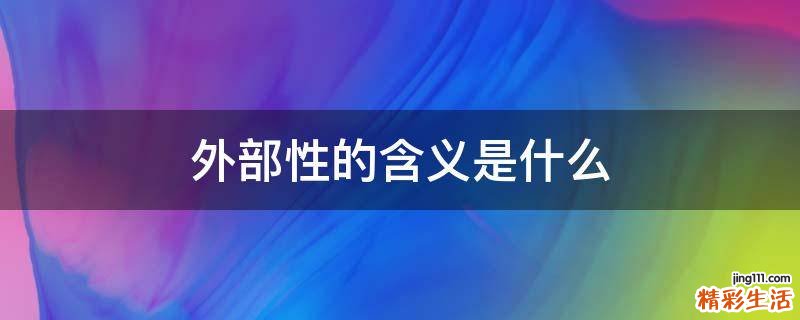 外部性的含义是什么