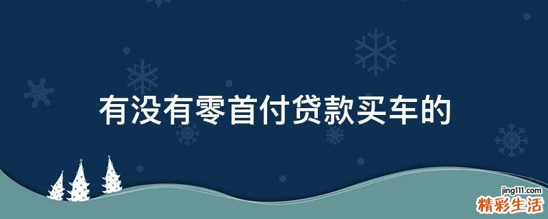 有没有零首付贷款买车的