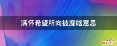 满怀希望所向披靡啥意思