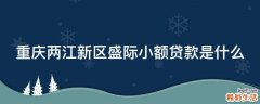 重庆两江新区盛际小额贷款是什么