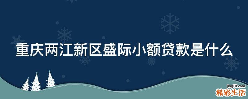 重庆两江新区盛际小额贷款是什么