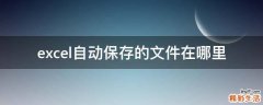 excel自动保存的文件在哪里