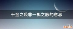 千金之裘非一狐之腋的意思