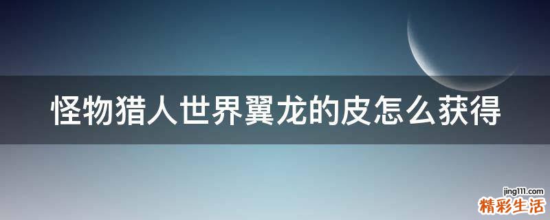 怪物猎人世界翼龙的皮怎么获得