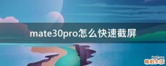 mate30pro怎么快速截屏