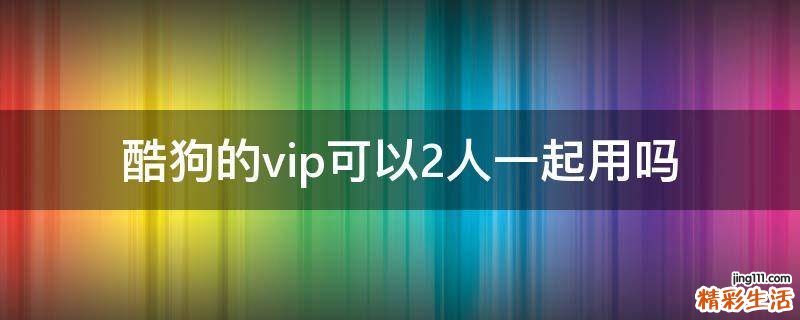 酷狗的vip可以2人一起用吗