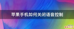 苹果手机如何关闭语音控制