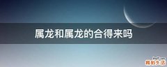 属龙和属龙的合得来吗