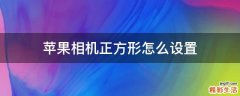苹果相机正方形怎么设置