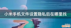 小米手机文件设置隐私后在哪里找