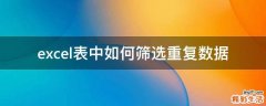 excel表中如何筛选重复数据