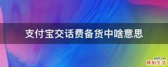 支付宝交话费备货中啥意思