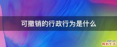 可撤销的行政行为是什么