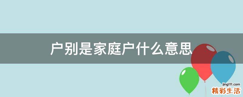 户别是家庭户什么意思
