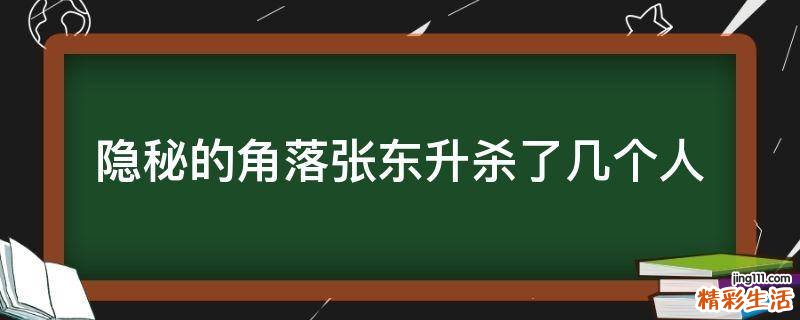 隐秘的角落张东升杀了几个人