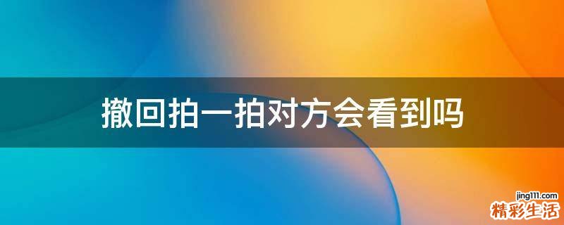 撤回拍一拍对方会看到吗