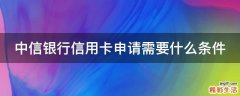 中信银行信用卡申请需要什么条件