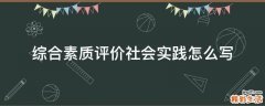 综合素质评价社会实践怎么写