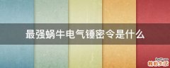 最强蜗牛电气锤密令是什么