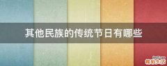 其他民族的传统节日有哪些