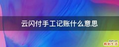 云闪付手工记账什么意思
