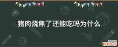 猪肉烧焦了还能吃吗为什么