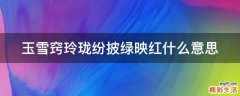 玉雪窍玲珑纷披绿映红什么意思