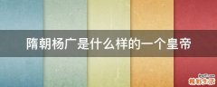 隋朝杨广是什么样的一个皇帝