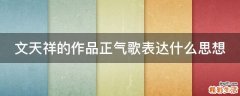 文天祥的作品正气歌表达什么思想
