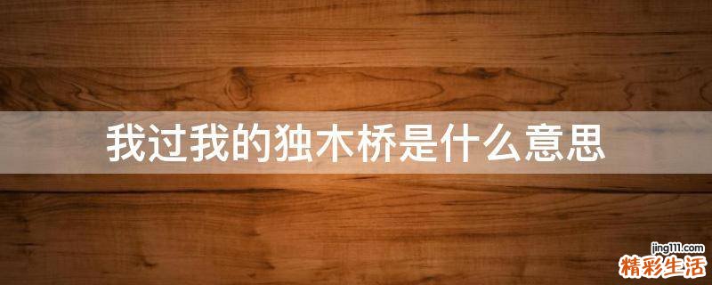 我过我的独木桥是什么意思