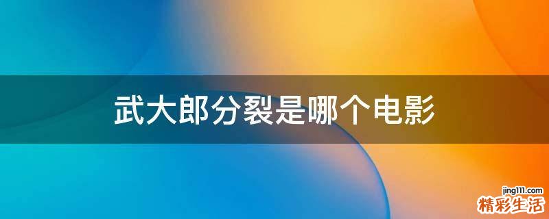 武大郎分裂是哪个电影