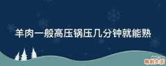 羊肉一般高压锅压几分钟就能熟