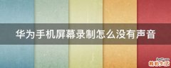 华为手机屏幕录制怎么没有声音